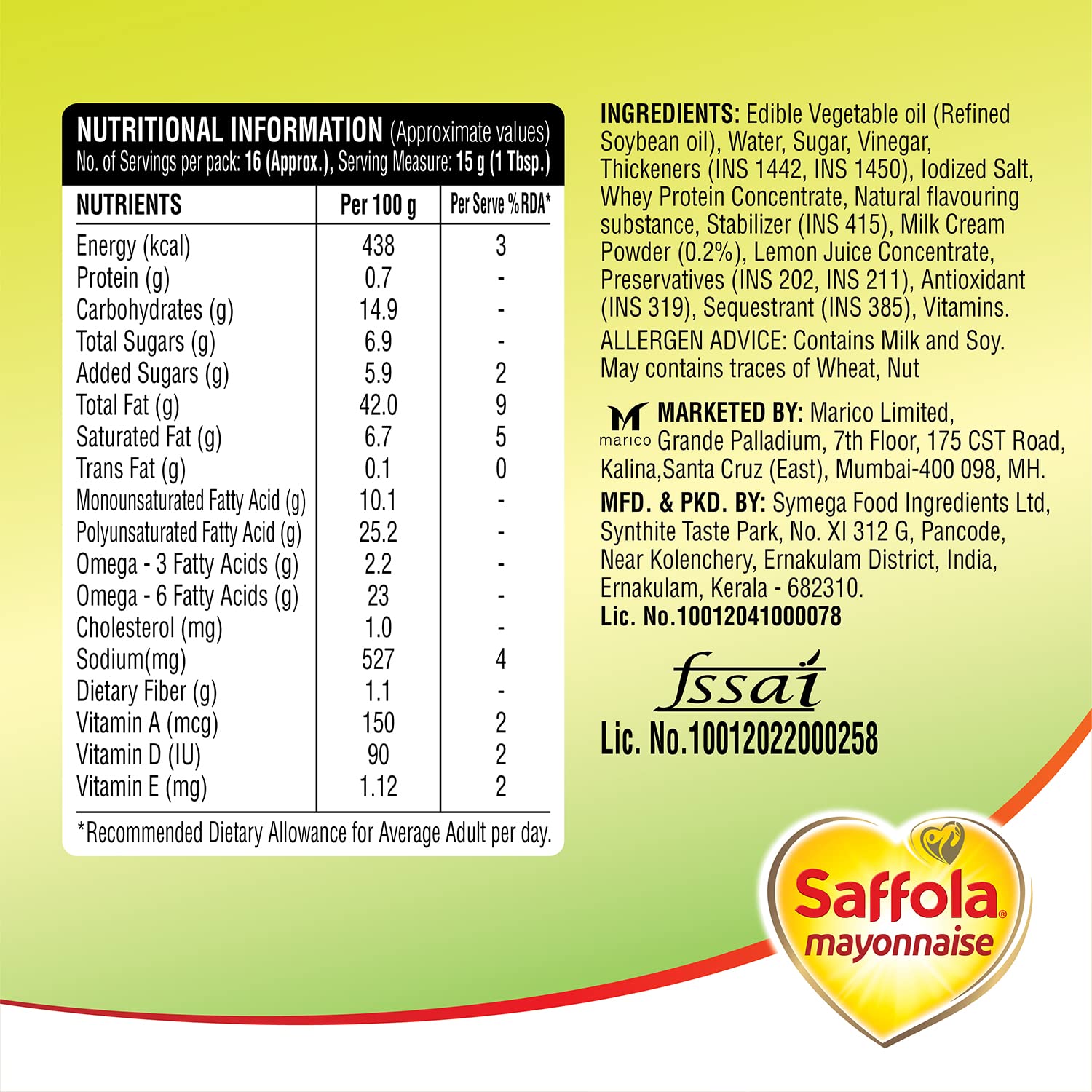 Saffola Mayonnaise Eggless | Extra Creamy & Tasty, 700/750g | Veg Mayonnaise for sandwich, wraps, pastas, burgers & a dip (FROM INDIA) SAB. 