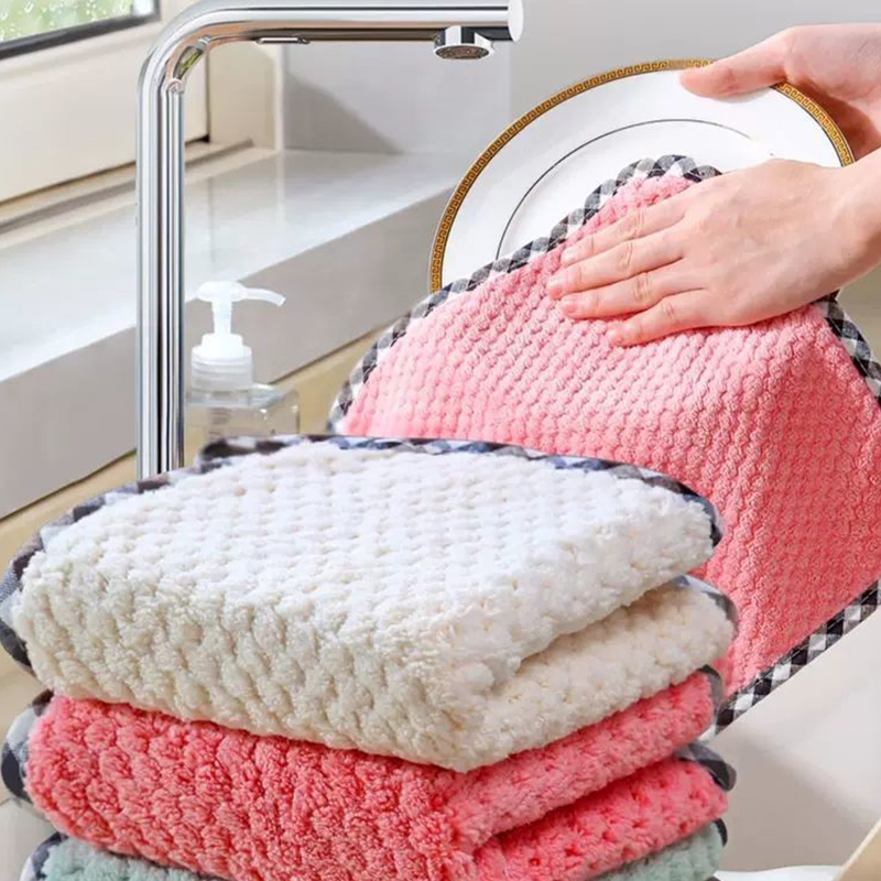 Non-stick Oil Wiping Towel Non-linting Hangable coral fleece double-sided rag　GENGLI. 