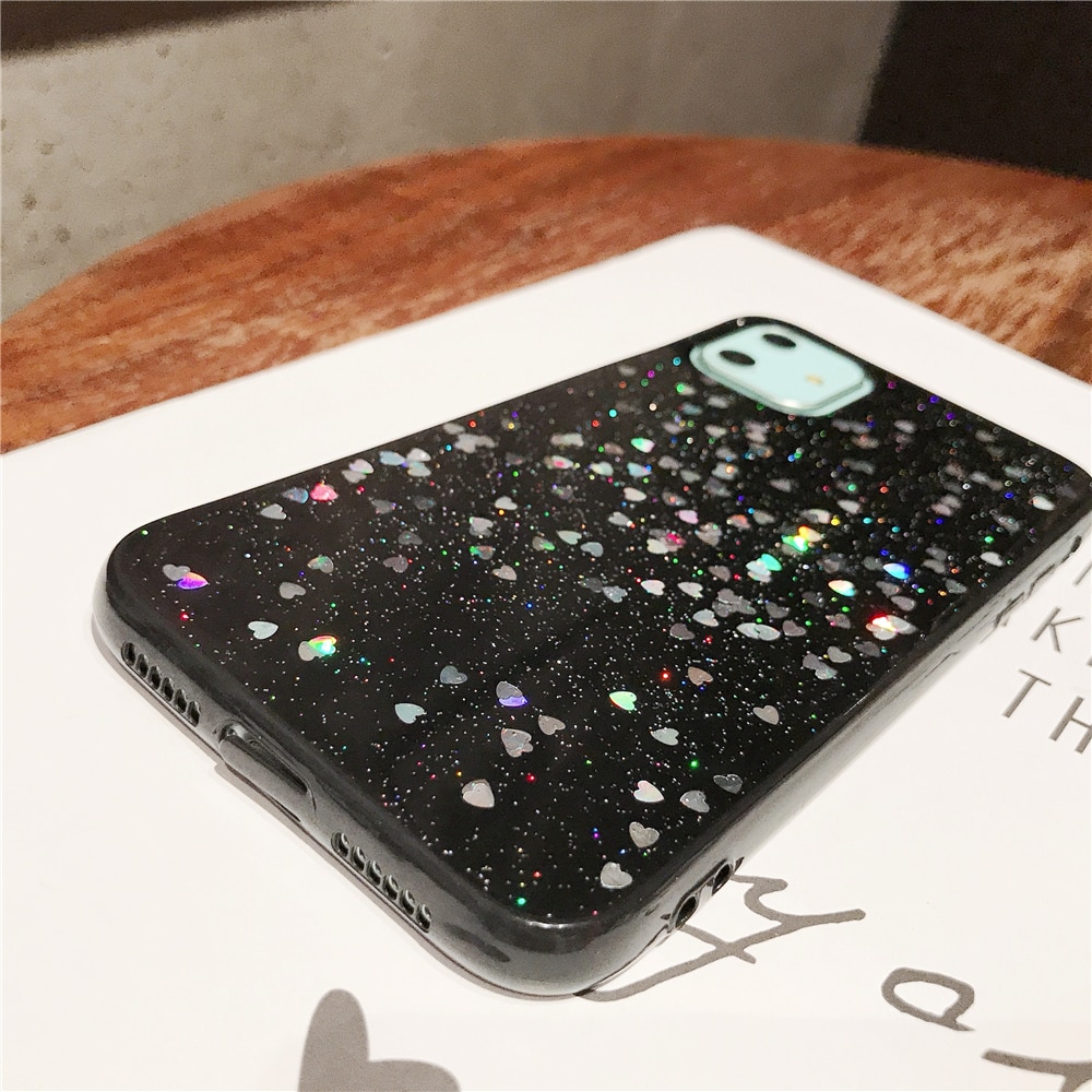 【ThinkWay】Bling Glitter Case For Apple iPhone 6 S 6s 7 8 Plus 11 Pro X XR XS Max Star Heart Sparkle Sequins Soft Clear Silicone TPU Cover. 
