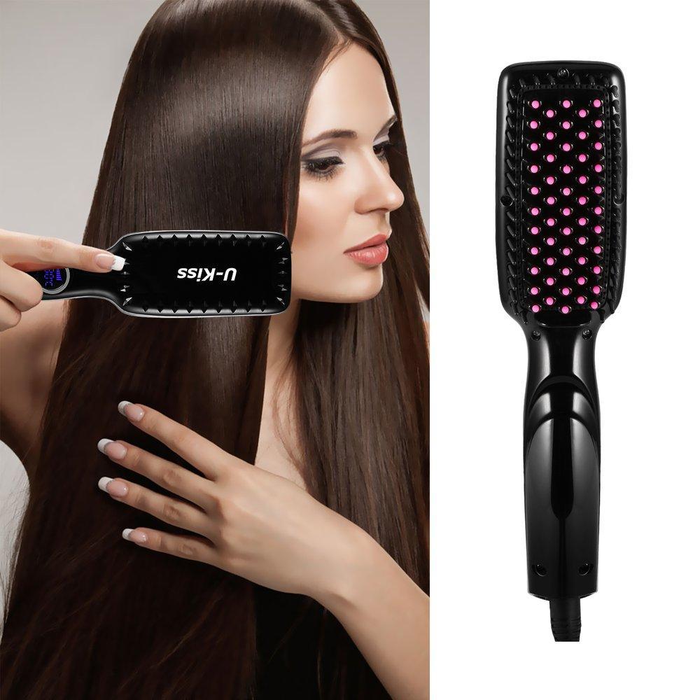 kiss comb straightener black hair