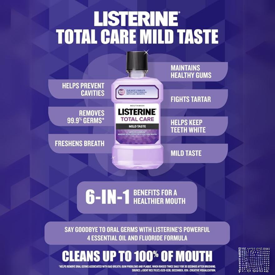 Listerine Total Care Mouthwash Mid Taste - 250ml 500ml. 
