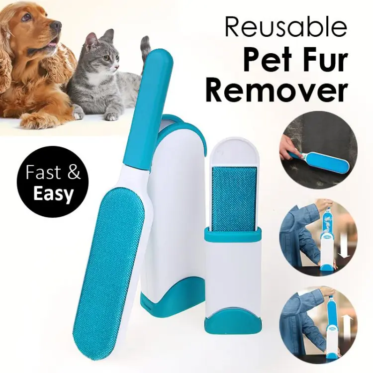 Pet Hair Remover Brush Set Reusable Pet Fur Remover with Self