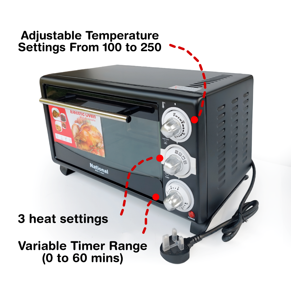 National Electric Oven 1.5kg grill & bake 23L. 
