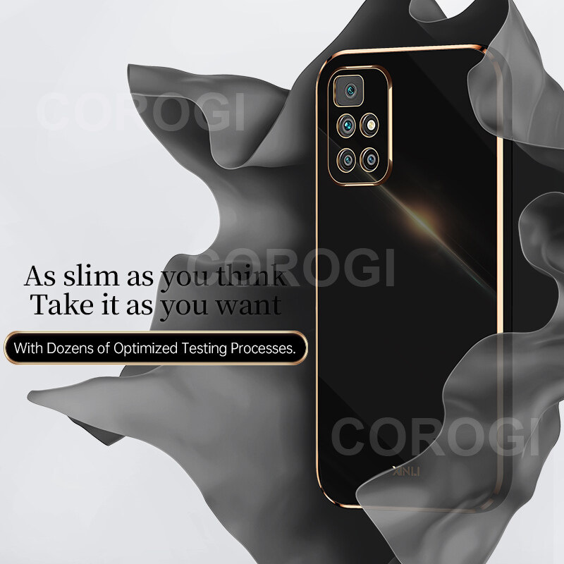 For Xiaomi Redmi 10 2022 Back Cover Luxury 6D Plating Square Frame Shiny Case Camera Lens Protection Soft Silicone Mobile Phone Cases. 