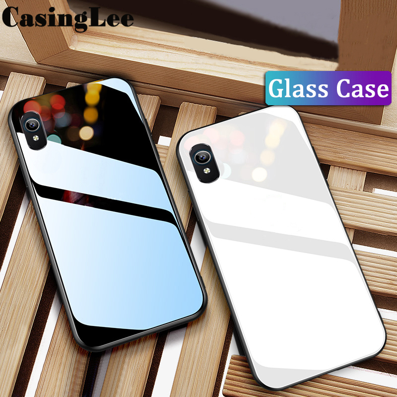 Casinglee For VIVO Y1S case Glass silicon Full Protection Tempered Glass Back cover for VIVO Y1S Phone cases For girls and Boys