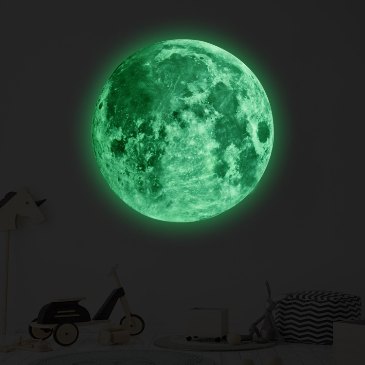 3D Luminous Moon Wall Sticker Fluorescent Glow In The Dark Star Moon