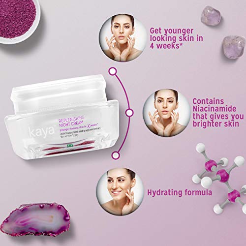 Kaya Clinic Replenishing Night Cream, 50g Anti-Ageing Night Cream, Reduce Signs of Ageing, Fine Lines & Wrinkles with Niacinamide for Bright & Glowing Skin for All Skin Types (FROM INDIA)SAB. 