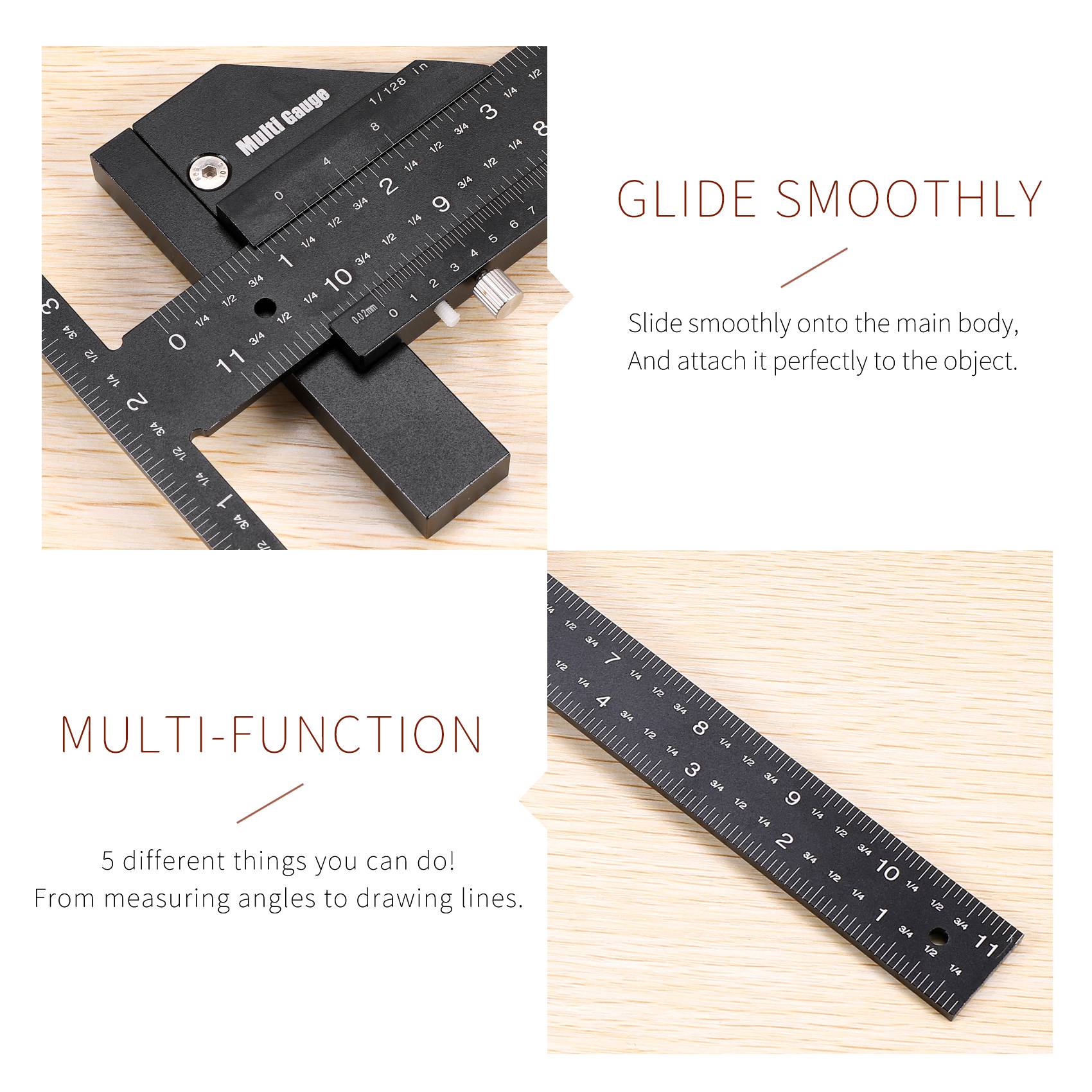 Multi Gauge Woodworking Multifunctional Ruler,Angle Woodworking Tools. 
