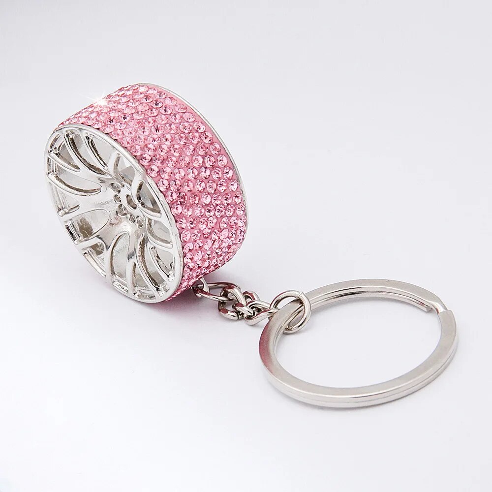 Car Crystal Keychain Tire Wheel Rim Key Ring 3D Keychain Creative ...