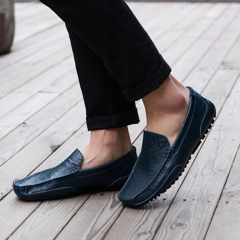 【ALLGOOD】Men's Leather Casual Shoes Outdoor Fashion Men Loafers Spring Autumn Cow Leather Loafers Soft Comfortable Male Business shoes. 