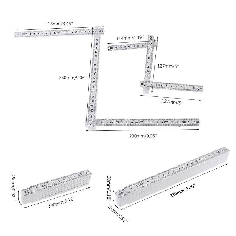 【WEJA】1M 2M 10-parts Folding Carpenters Ruler Lightweight Compact Measuring Stick Slide Fold Up Meter for Woodworking. 