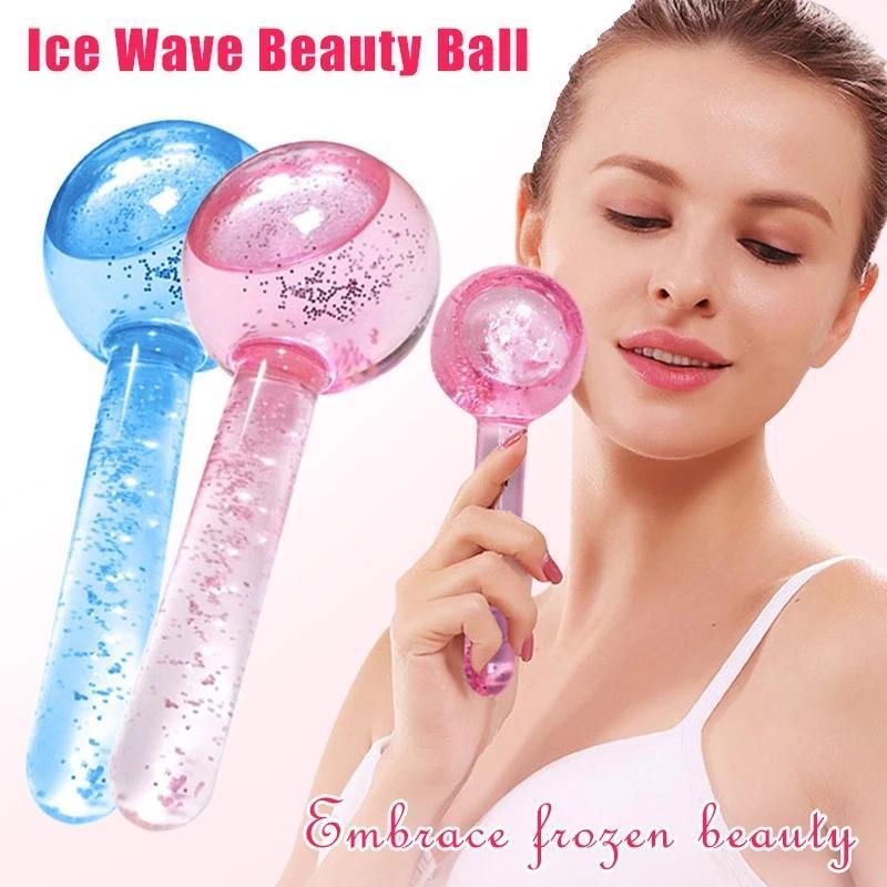 2pcs Large Beauty Ice Hockey Energy Beauty Crystal Ball Facial Cooling Ice Globes Water Wave For Face and Eye massage. 