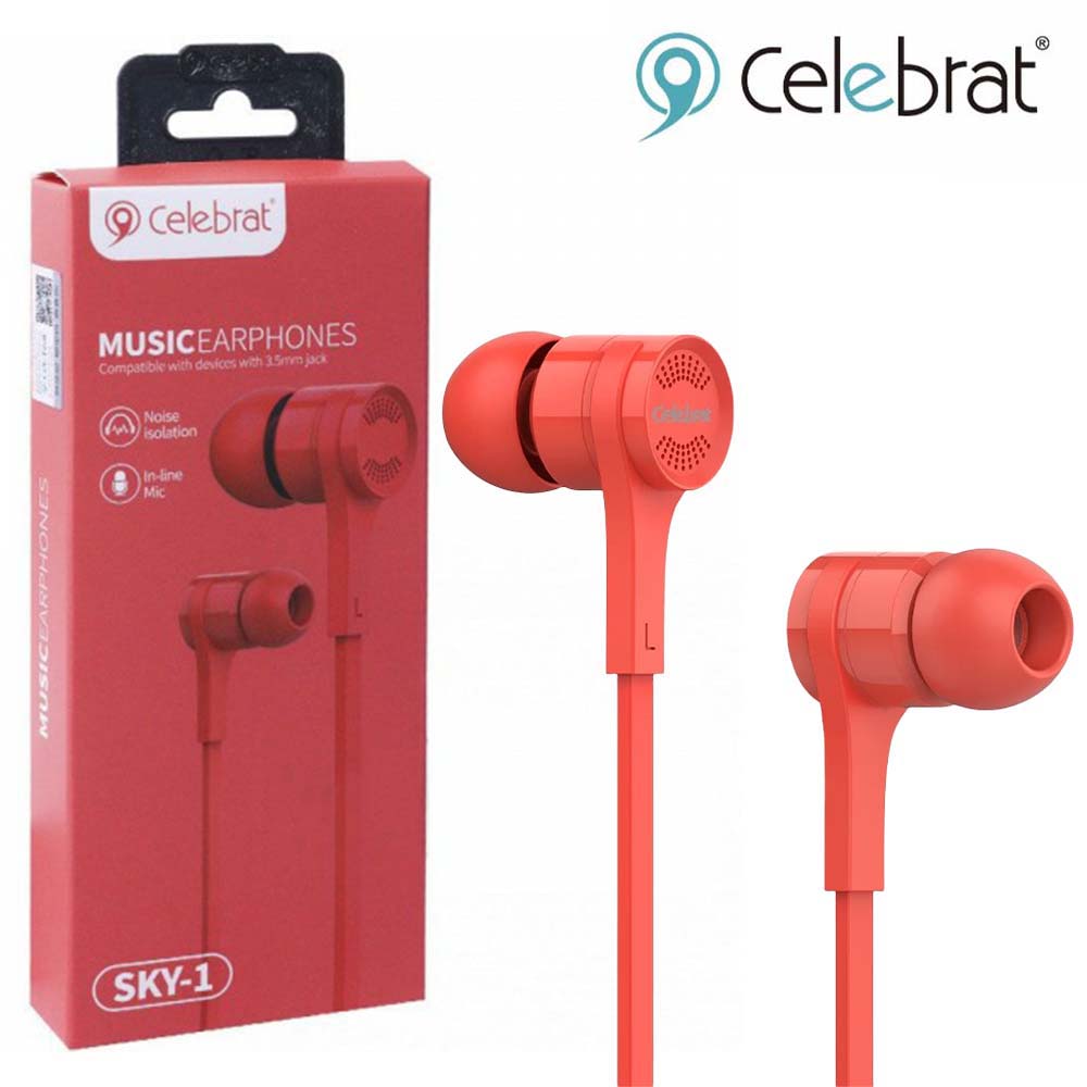 Celebrat Sky-1 Wired Deep Bass Earphone with Microphone. 