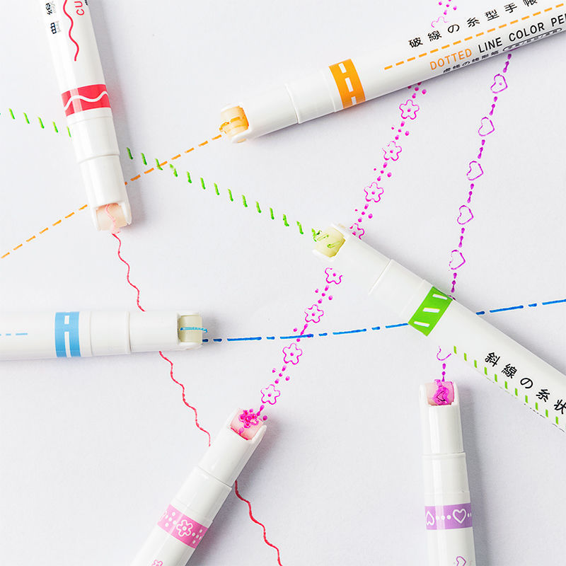 RHS Online 3/6 Colors Curve Line Pen Art Marker Linear Color Pens Diary Journal Drawing Pens. 