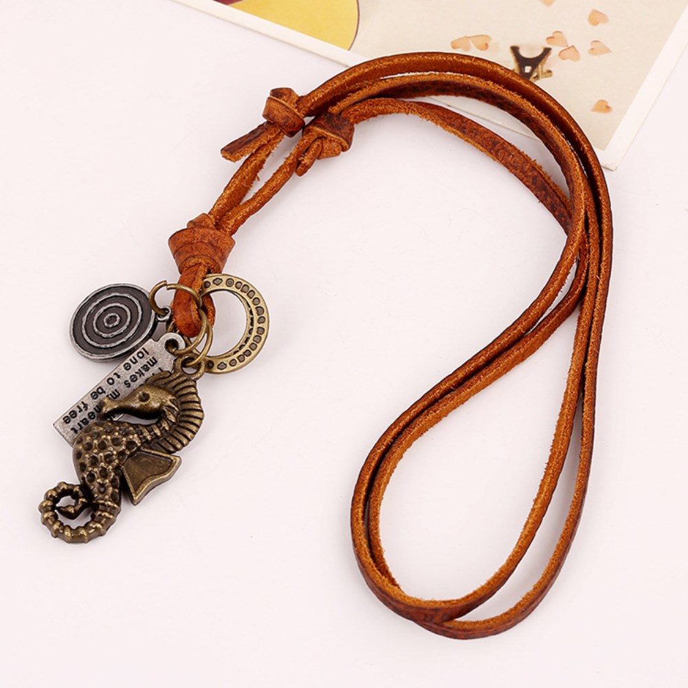 Necklace Sweater Chain Seahorse First Layer Leather Necklace Leather Necklace Jewelry