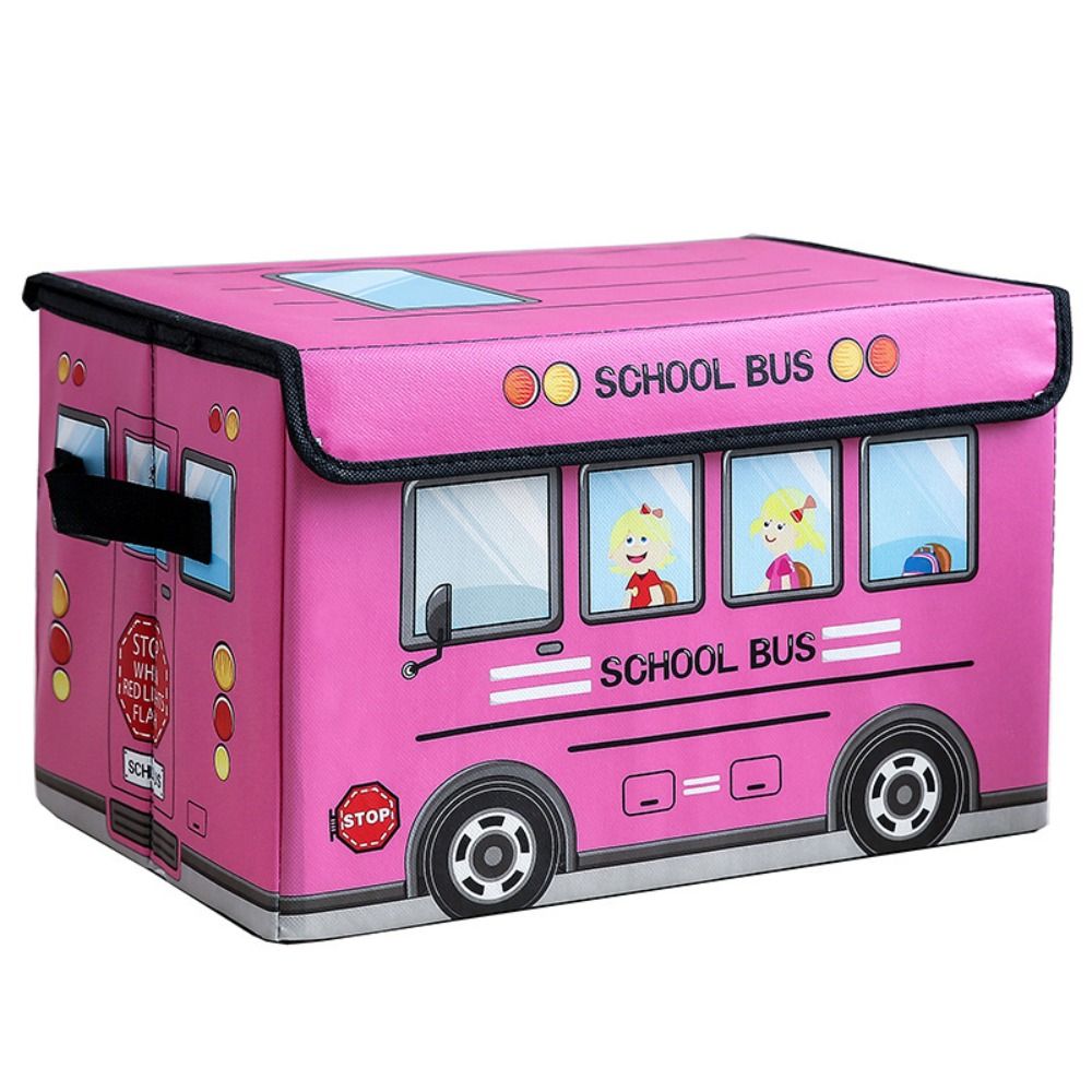 Foldable Cartoon School Bus Storage Box Japanese Style NonWoven Large