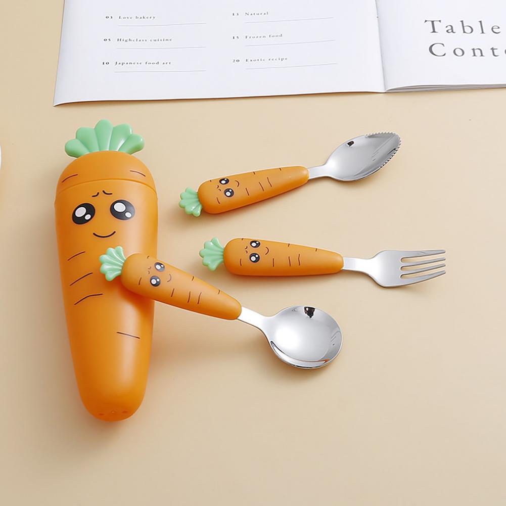 【HOT】 Spoon Fork Children Cutlery Cartoon Fork Head Passivation Mirror ...