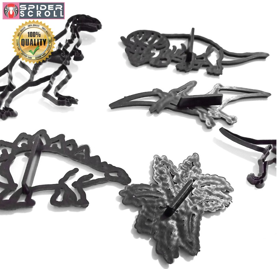 6PCS Cretaceous Dinosaur Animal Cookie Stamp Cutter Plastic Pterosaur Stegosaurus Silhouette Fondant Cutter Cake Decorating Mold. 