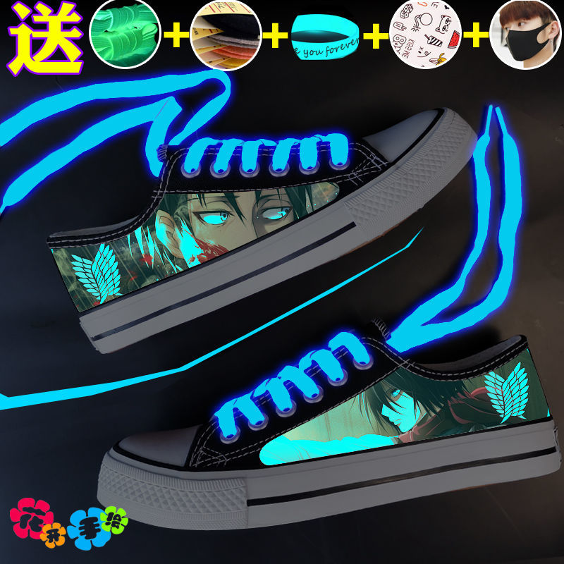 Spring Breathable Low Top Canvas Shoes Men Stylish Sneaker Naruto One Piece Boys Anime Shoes Student Luminous Shoes. 