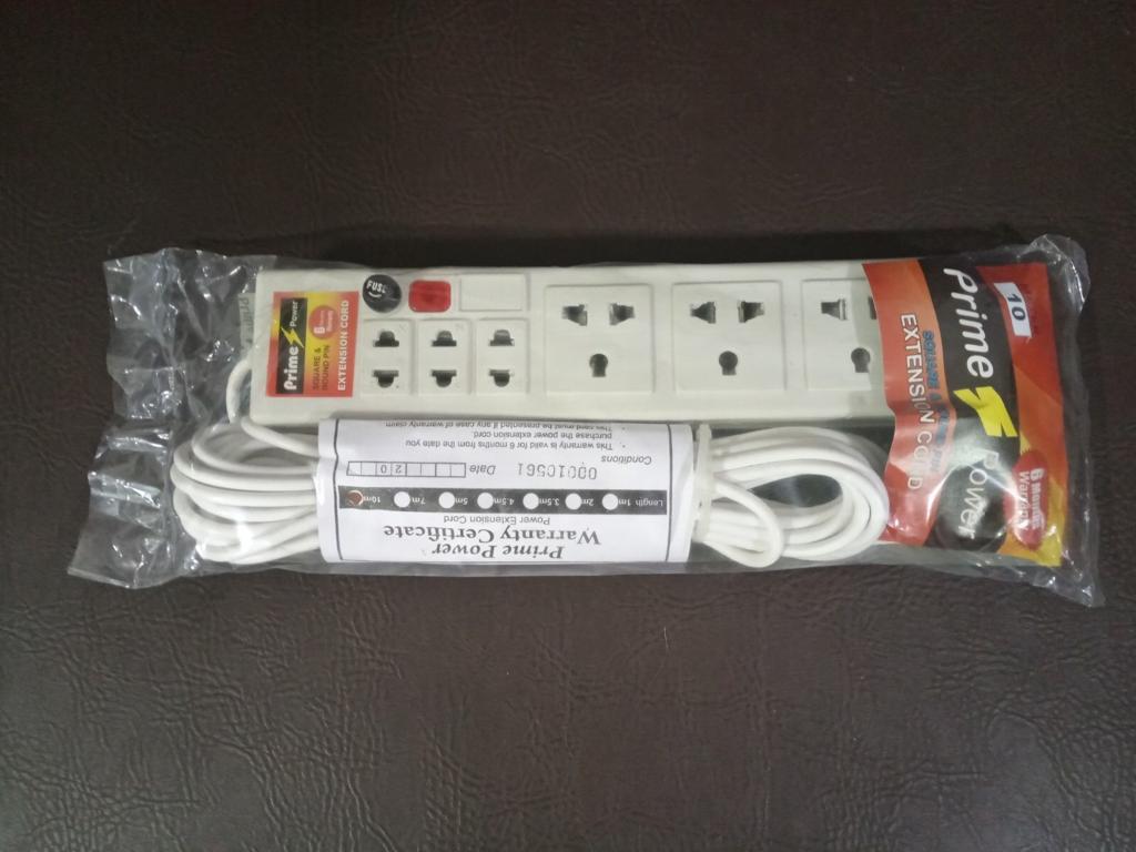 Prime Power Multi Plug Power Extension Cord High Grade Multi Functional Power Cord Socket Round Pin Made in Sri Lanka | 6 Months Warranty | 2 M, 3.5 M, 5 M, 7 M, 10 M Long Cable. 