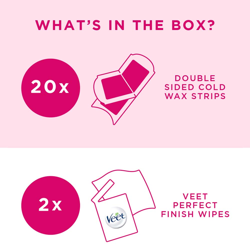 Veet Full Body Waxing Kit For Normal Skin, 20 Strips (10 Double Sided