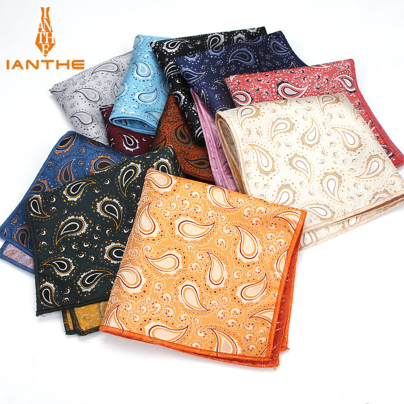 Polyester Handkerchiefs Woven Paisley Pattern Hanky Men's Business Casual Square Pockets Handkerchief Wedding Hankies