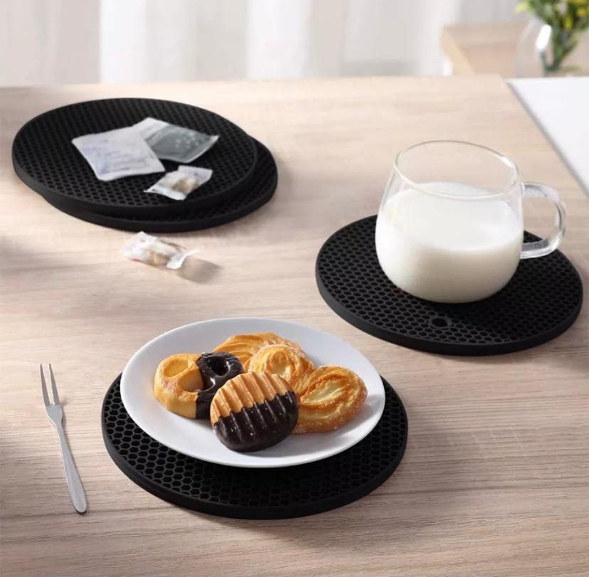 Silicone Round Heat Resistant Mat/Non-slip Pot Holder/Table Place Mat/Mat Preventing Spilling. 