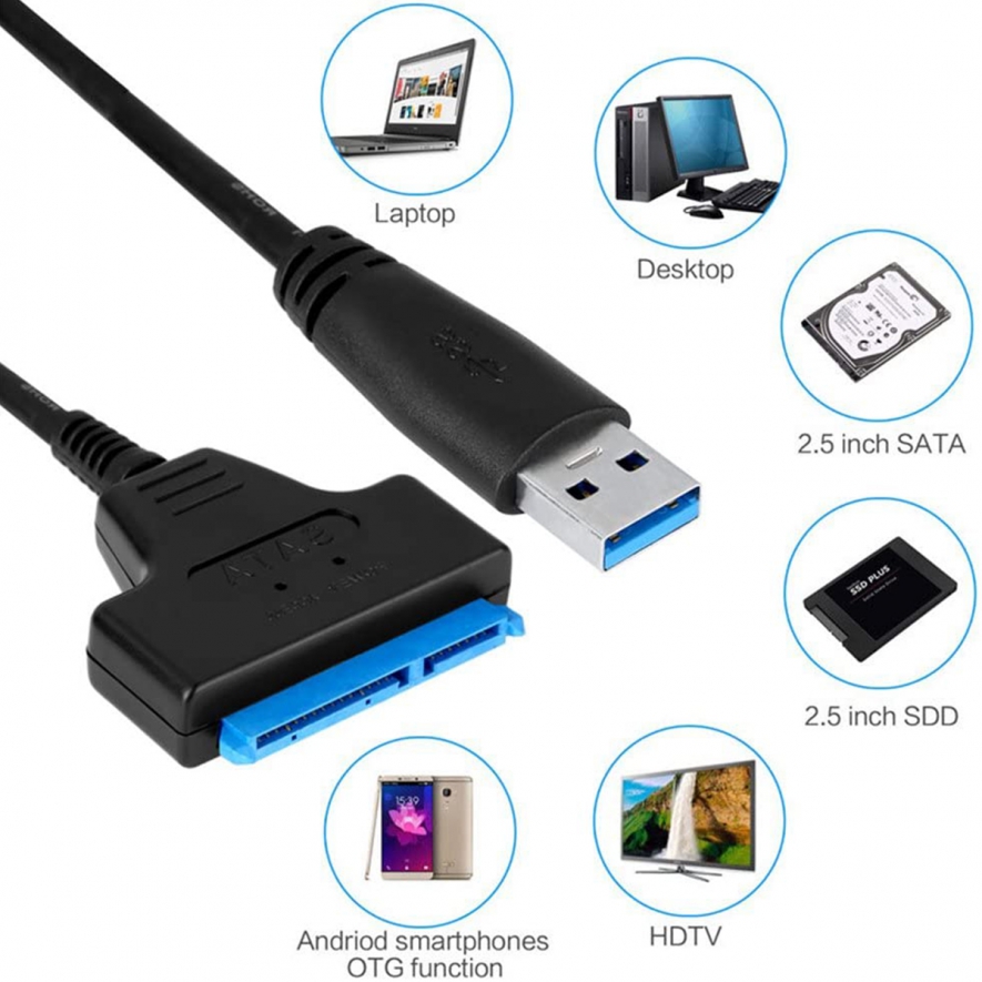 USB 3.0 to SATA Adapter 2.5  Inches External HDD ,Laptop HDD, SSD Hard Drive