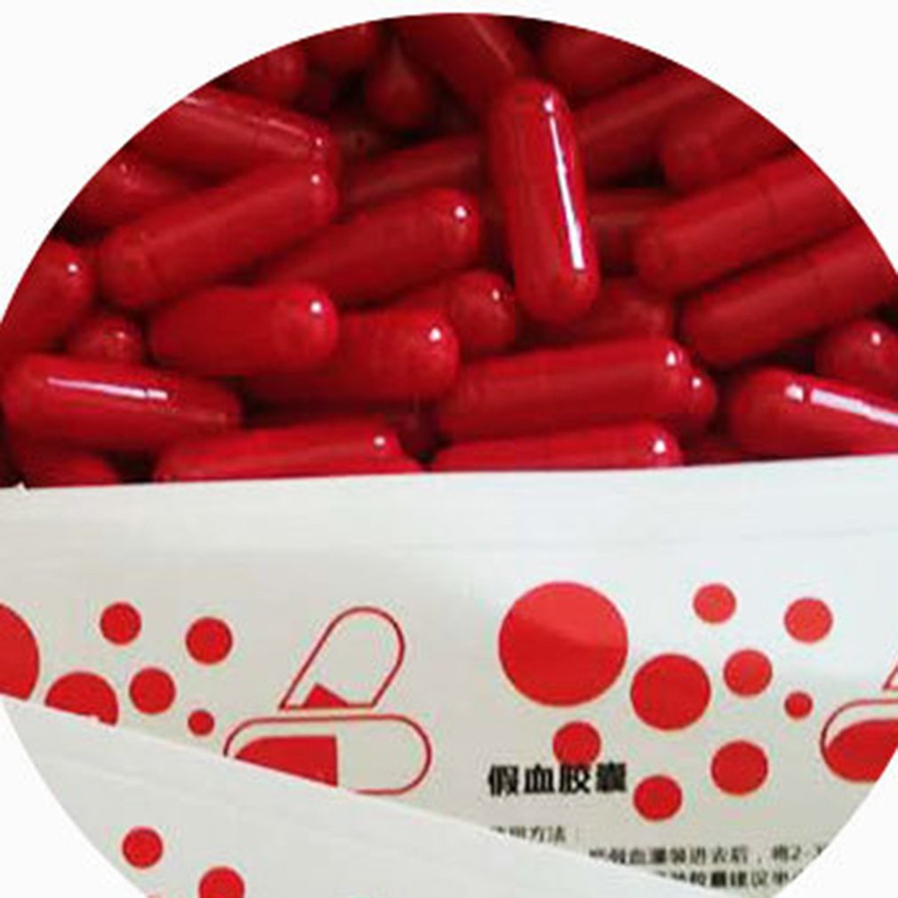 6Pcs Fake Blood Pill Halloween Realistic Stunt Toy Vomit Blood Capsule. 