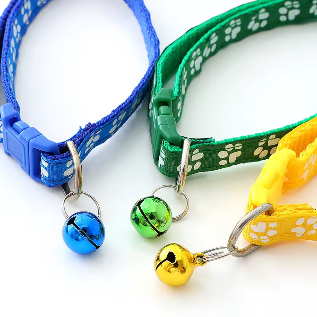 Cat Collar with Bell and Cat Belt - Cute Paw Print Design for Stylish Pets. 