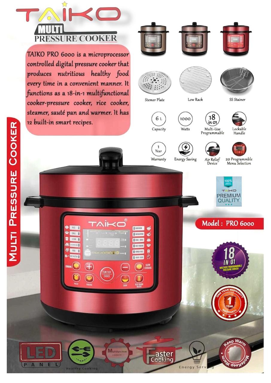TAIKO Multi Pressure Cooker 6L/2.8l - PRO6000. 