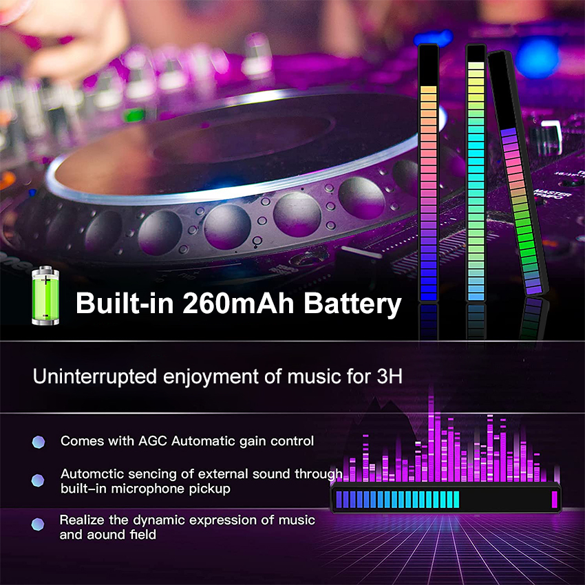 Auoyo RGB Pickup Light Car Mounted Music Spectrum Light Voice Control Rhythm Light Car Ambience Light Desktop Light Net Red Light Creative Music Spectrum Rhythm Lamp. 