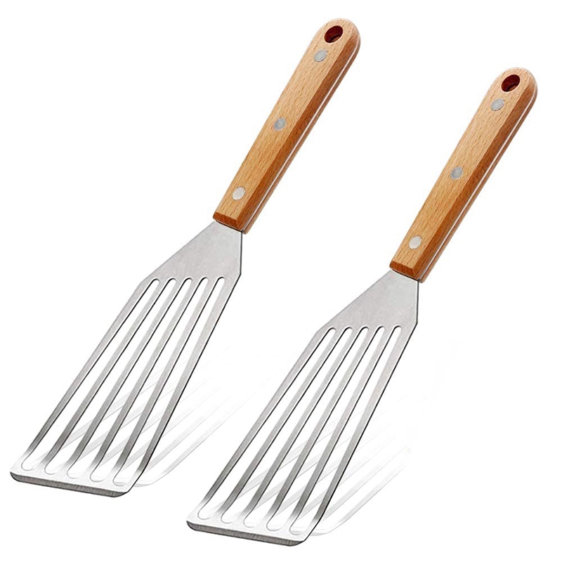 Sl Slotted Turner Fish Spatula With Wooden Handle Kitchen Spatulas
