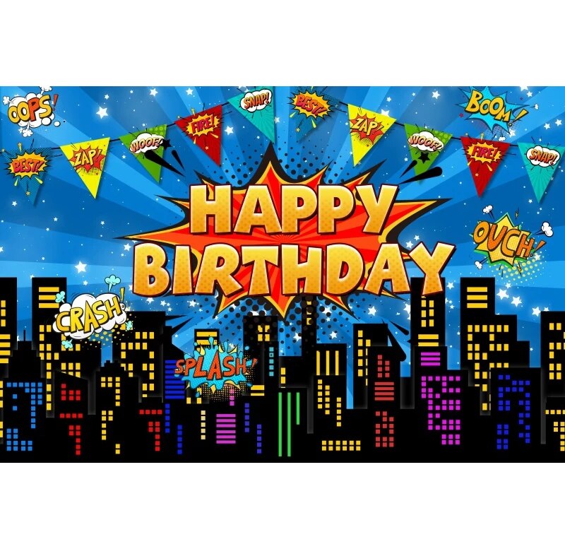 spiderman birthday decorations Superhero City Building Photography Background Baby Shower Boy Birthday Party Super Hero Comic Custom Backdrop For Photo StudioBalloons. 