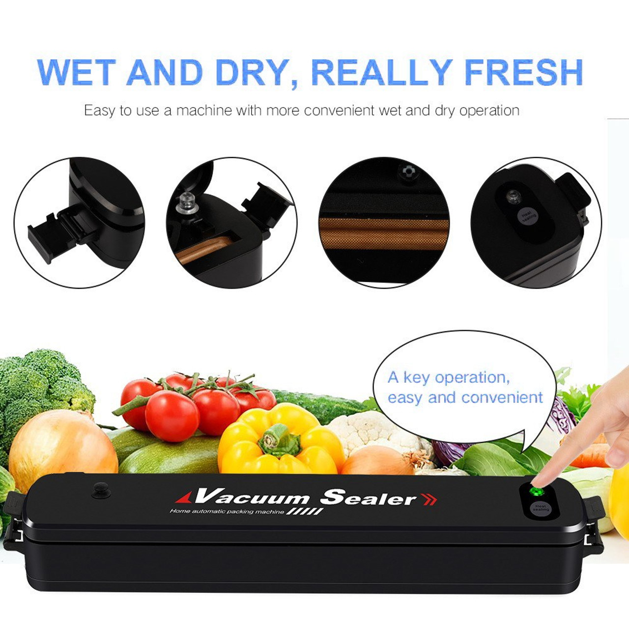 Vacuum Sealer Machine Automatic Food Sealer Packaging Sealing Machine Fresh Food Saver With 10
