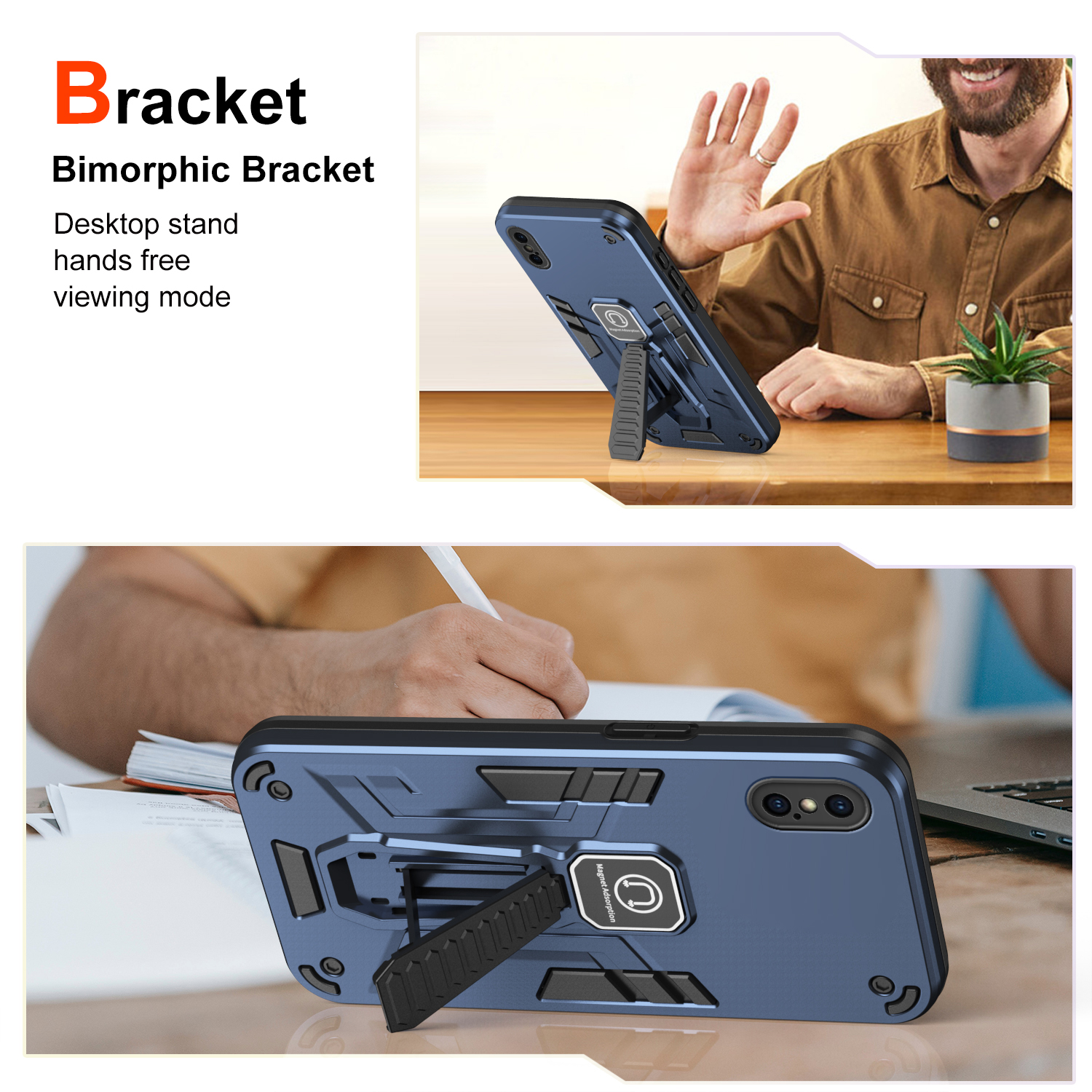 For Apple iPhone Xs Max Case Hard With Stand Magnetic Shockproof Protective Back Cover Case. 