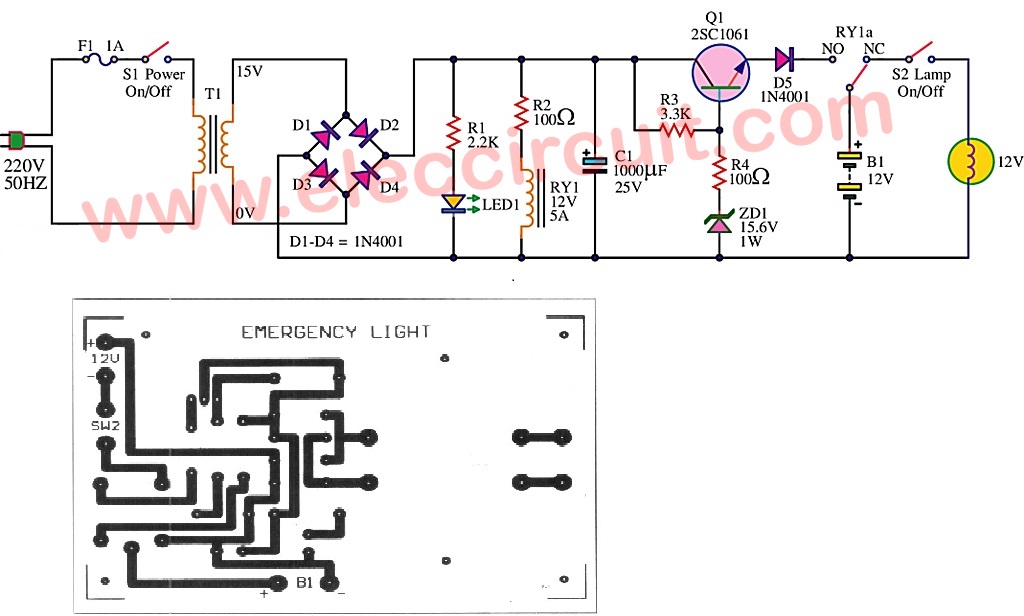 12V emergency light circuit using D313 and Charge Controller of SLA Lead Acid Battery PCB Board Only Production Diy Kit. 