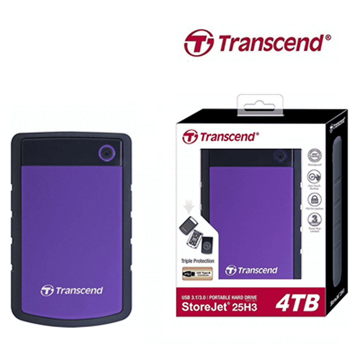 Transcend External Hard Disk 4TB – STOREJET® 25H3 Portable Hard Disk. 