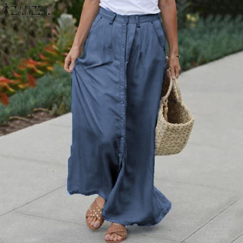 long skirt with buttons down the front