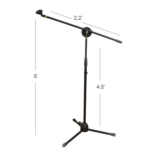 Heavy Duty Adjustable Microphone Stand with 2 Mic Clips, Collapsible Tripod Boom, Adjustable Height, Sturdy, and Foldable Design. 