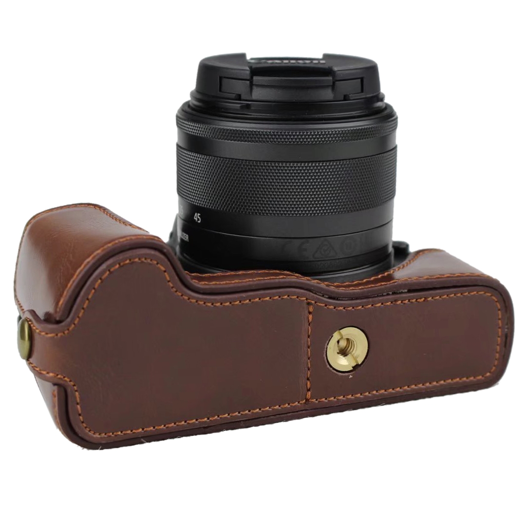 1/4 inch Thread PU Leather Camera Half Case Base for Canon EOS M50 / M50 Mark II. 