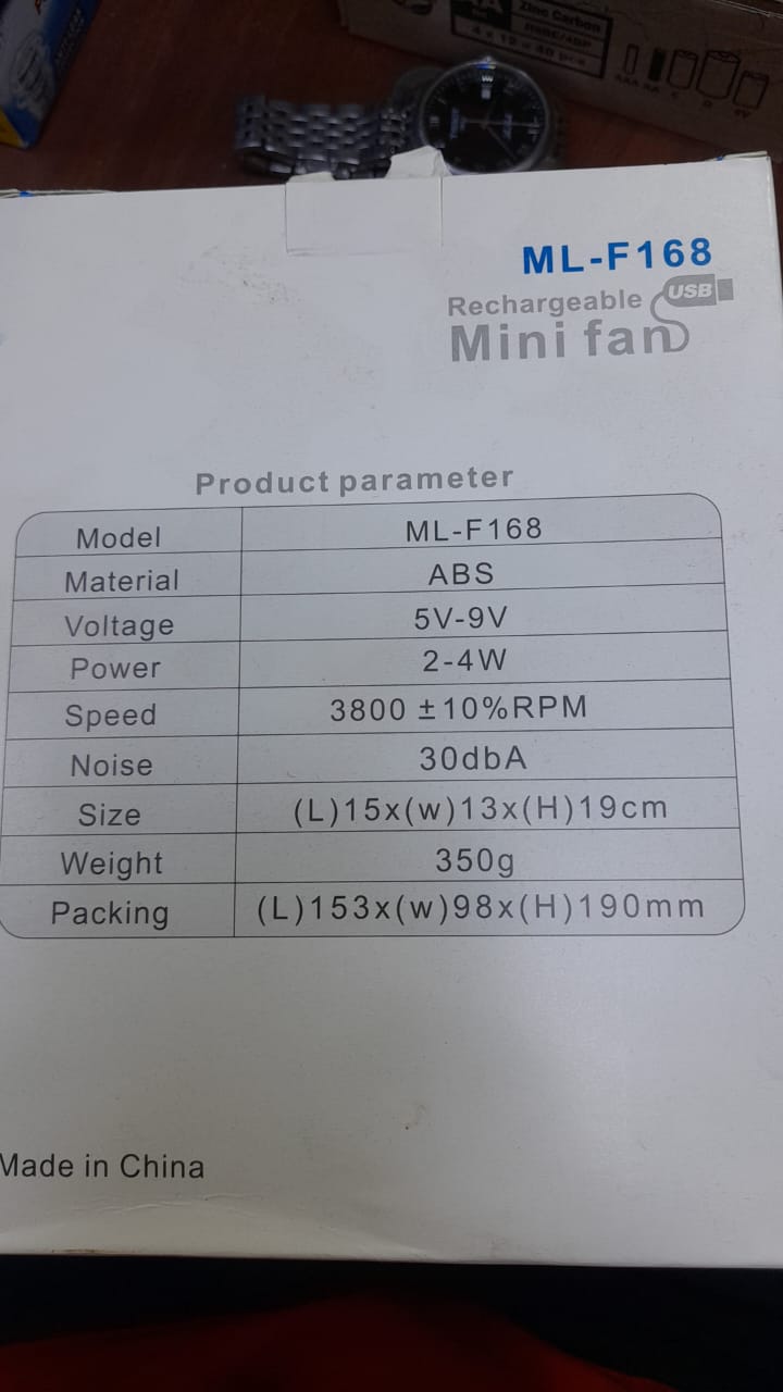 ML-F168 Clip Fan Portable Fan Baby Stroller Small Fan Rechargeable Fan 360 Adjustable Clip Fan Mini Fan Table Fan. 