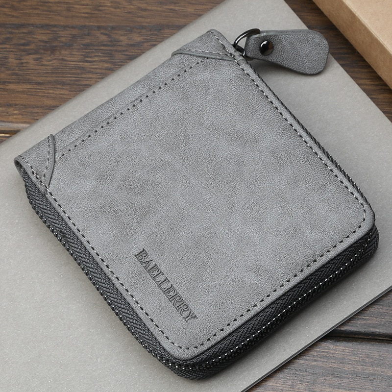 Baellerry Casual Style Zipper Men Wallets Card Holder Small Wallet Male Synthetic Leather Man Purse  Pur's Carteira. 