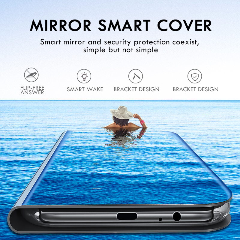 Mirror Smart Flip Case For Samsung Galaxy A80 Cases Etui Leather Phone Cover For Samsung A80 A 80 A8 0 SM-A805F Magnetic Case. 
