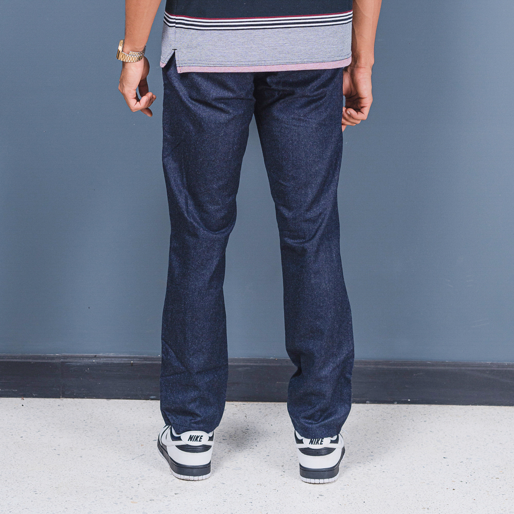 D-Blaq Men's Dark Blue Slub Twill Pant. 