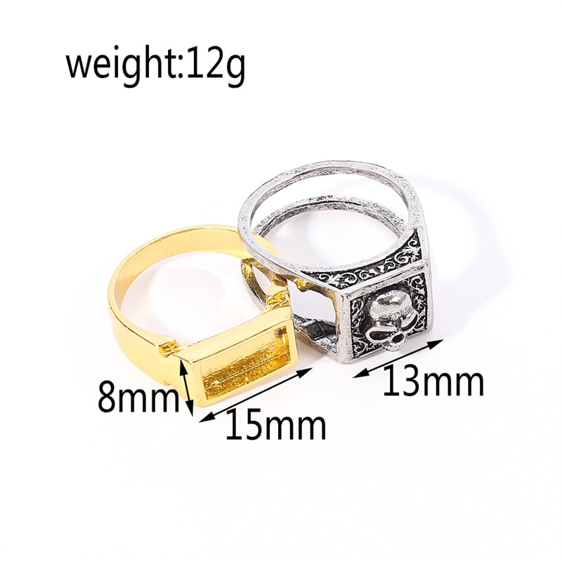 【IKE】Vintage Gold Silver Color Two Tone Skull Men's Ring Compartment Skeleton Biker Rings for Women Men Jewelry Street Style. 