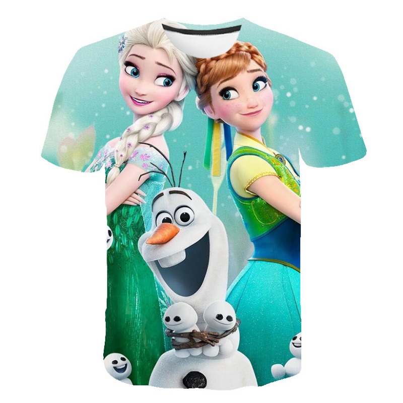 New Summer Frozen 2 T Shirt Anna Elsa Girl 3D Digital Printing Clothing Tops Frozen Snow Queen Anna Elsa Cartoon Print Shirts. 