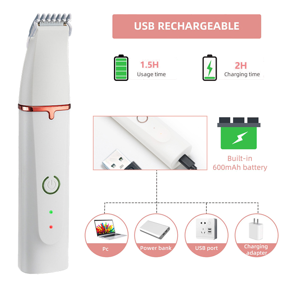ARELENE Professional Silent Cat Dog Hair Trimmer Paws Nail Grinder Animal Foot Hair Cutter Remover USB Rechargeable Pet Grooming. 