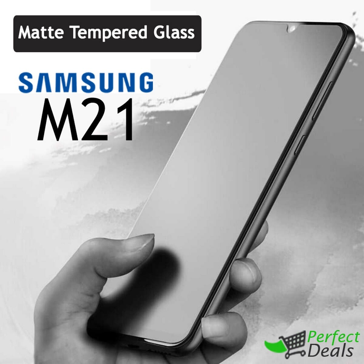 Perfect Galaxy M21 Stylish Full Cover Matte Texture Tempered Glass
