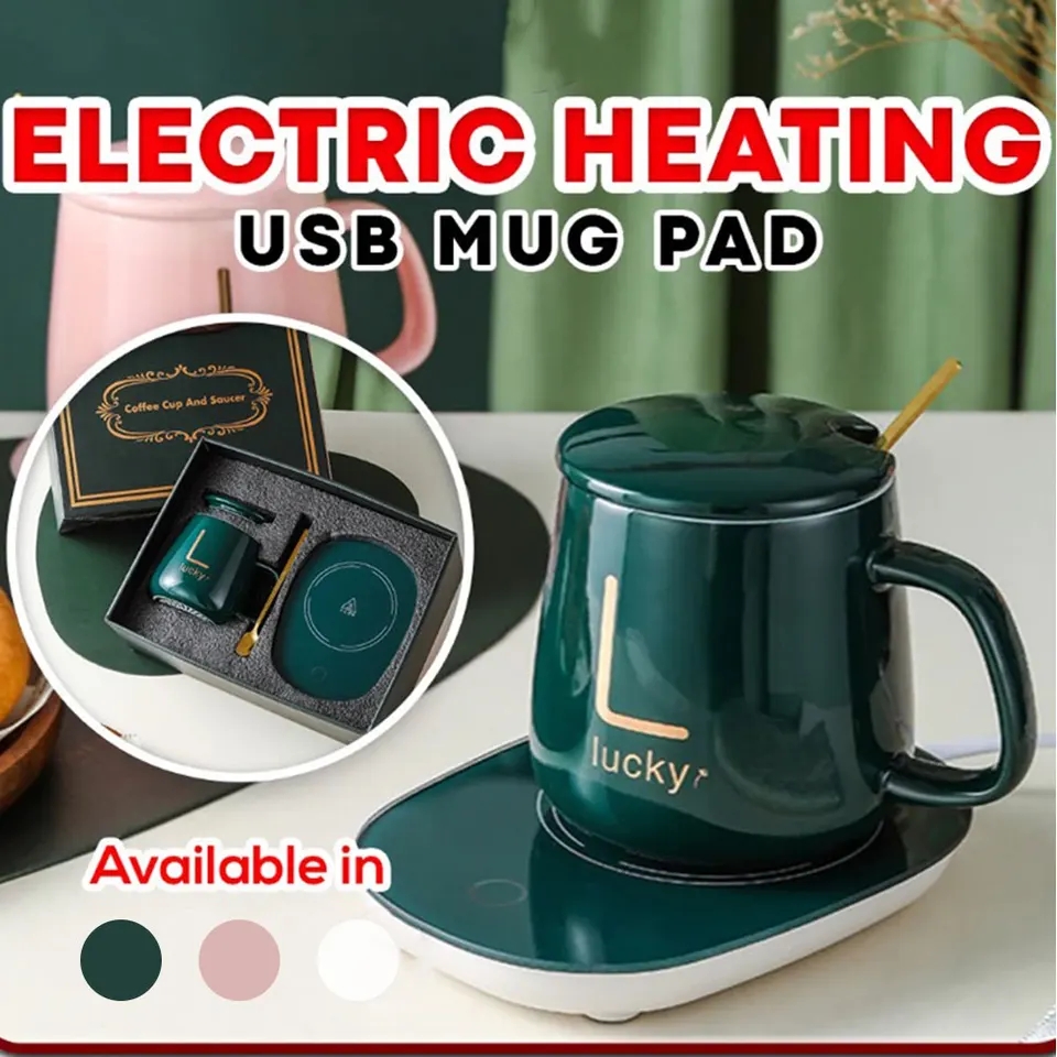 Cup Warmer 55 Degree Ceramic Mug Heater USB Smart Thermostatic Heating Pad Coffee Mug Milk Warmer for Home Office Birthday Gift. 